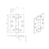 102x76mm Grade 13 Hinge- Square Corners - Suits Fire Doors - 6 Finishes -Single Hinge