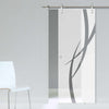 Single Glass Sliding Door - Solaris Tubular Stainless Steel Sliding Track & Stenton 8mm Obscure Glass - Clear Printed Design