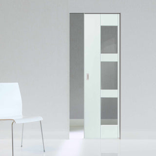 Image: Geo Absolute Evokit Pocket Door - Clear Glass - White Primed