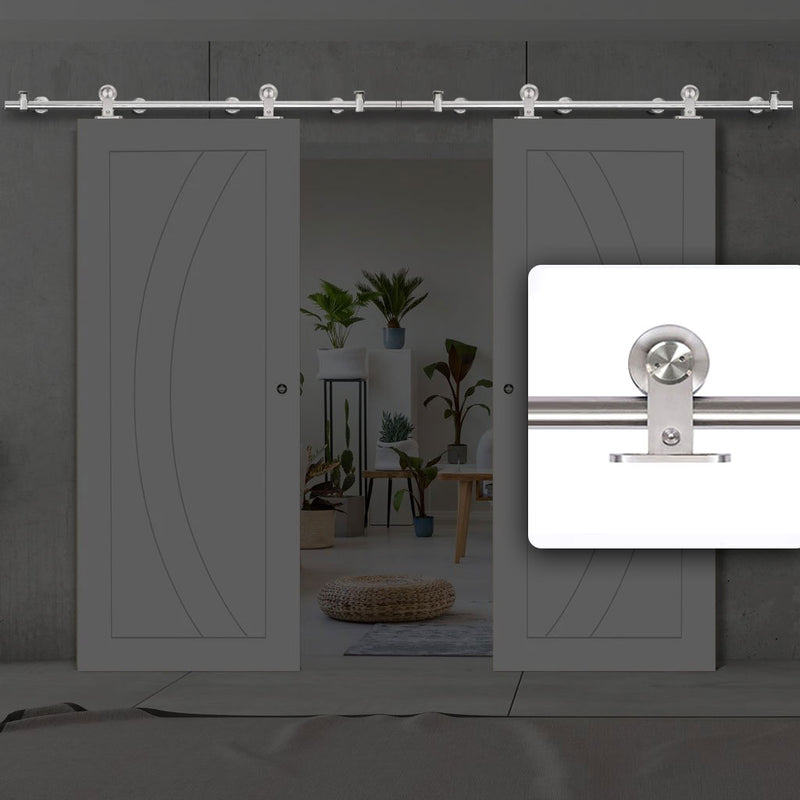 Stainless Steel Double Sirius Sliding Tubular Track for Wooden Doors - Top Mounted