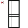 Glasgow 6 Pane Solid Wood Internal Door Pair UK Made DD6314G - Clear Glass - Eco-Urban® Shadow Black Premium Primed