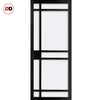 Sheffield 5 Pane Solid Wood Internal Door Pair UK Made DD6312G - Clear Glass - Eco-Urban® Shadow Black Premium Primed
