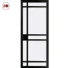 Eco-Urban Leith 9 Pane Solid Wood Internal Door Pair UK Made DD6316SG - Frosted Glass - Eco-Urban® Shadow Black Premium Primed