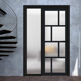 Image: Room Divider - Handmade Eco-Urban® Kochi Door DD6415F - Frosted Glass - Premium Primed - Colour & Size Options