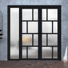 Room Divider - Handmade Eco-Urban® Kochi Door Pair DD6415F - Frosted Glass - Premium Primed - Colour & Size Options