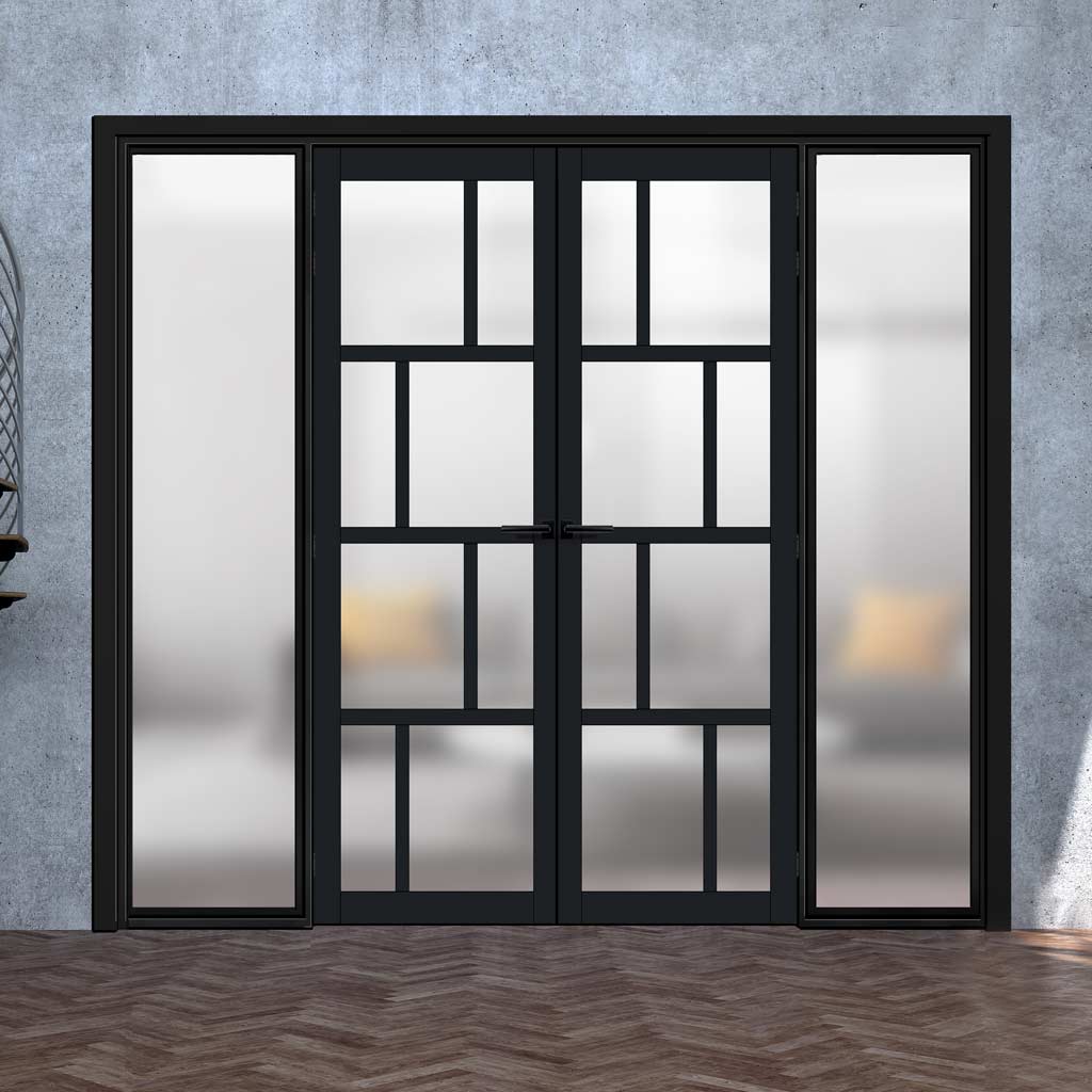 Room Divider - Handmade Eco-Urban® Kochi with Two Sides DD6415F - Frosted Glass - Premium Primed - Colour & Size Options