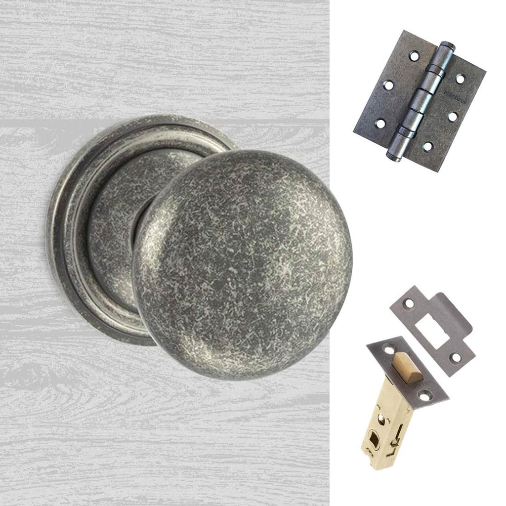 Harrogate Mushroom Old English Mortice Knob - Distressed Silver Handle Pack