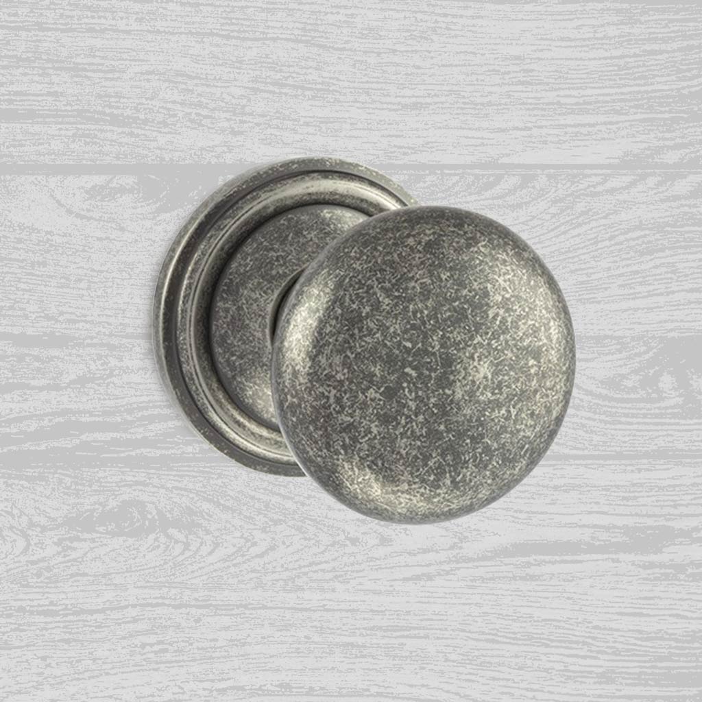 Harrogate Mushroom Old English Mortice Knob - Distressed Silver