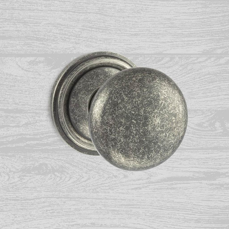 Harrogate Mushroom Old English Mortice Knob - Distressed Silver