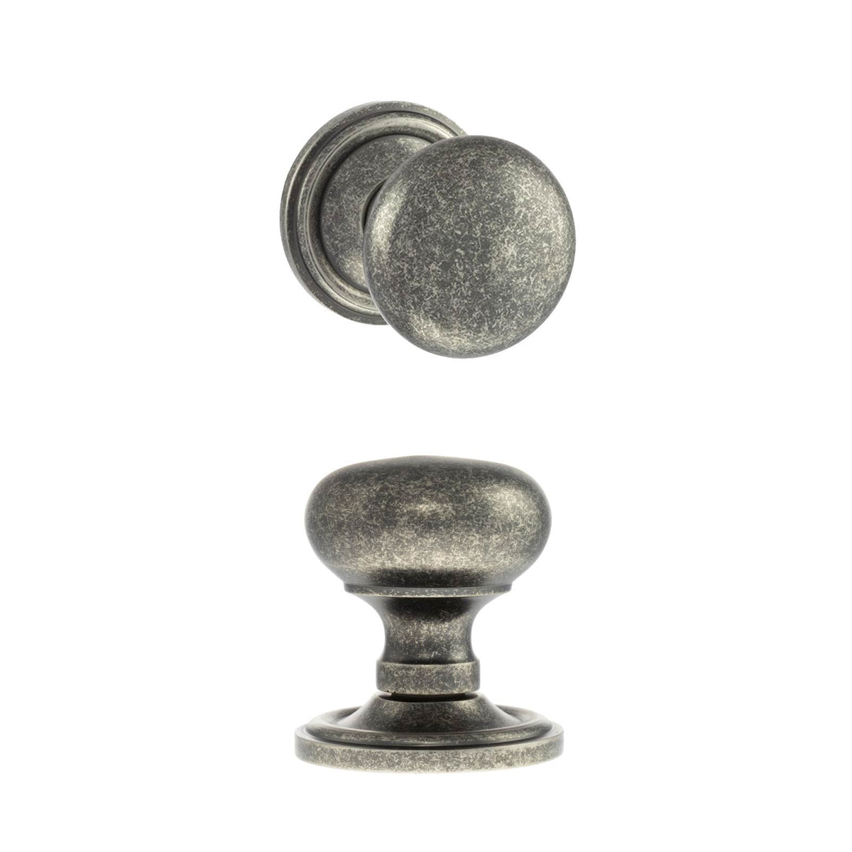 Harrogate Mushroom Old English Mortice Knob - Distressed Silver