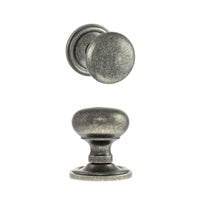 Harrogate Mushroom Old English Mortice Knob - Distressed Silver