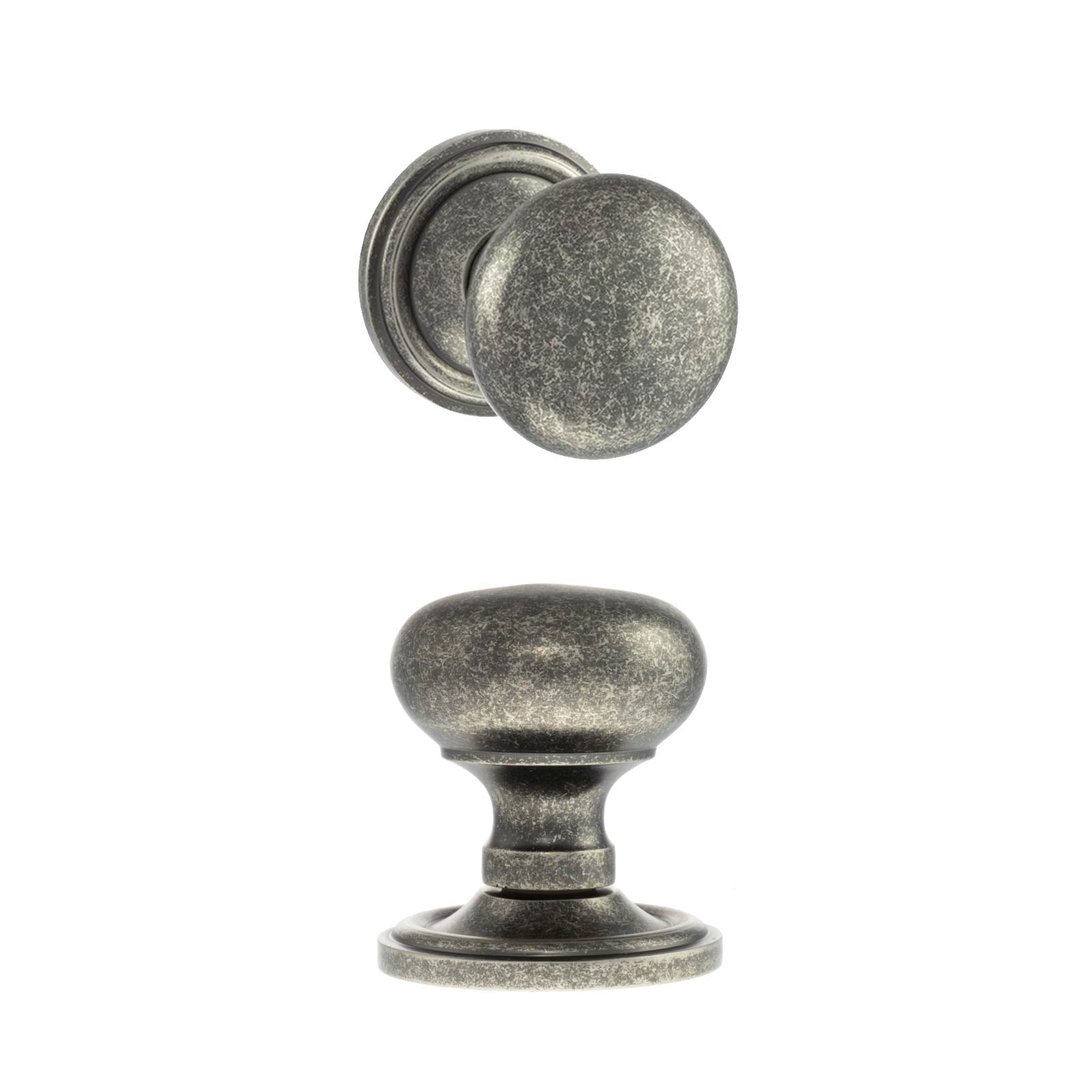 Harrogate Mushroom Old English Mortice Knob - Distressed Silver