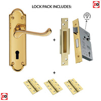 DL17 Ashtead Lever Lock Polished Brass Handle Pack