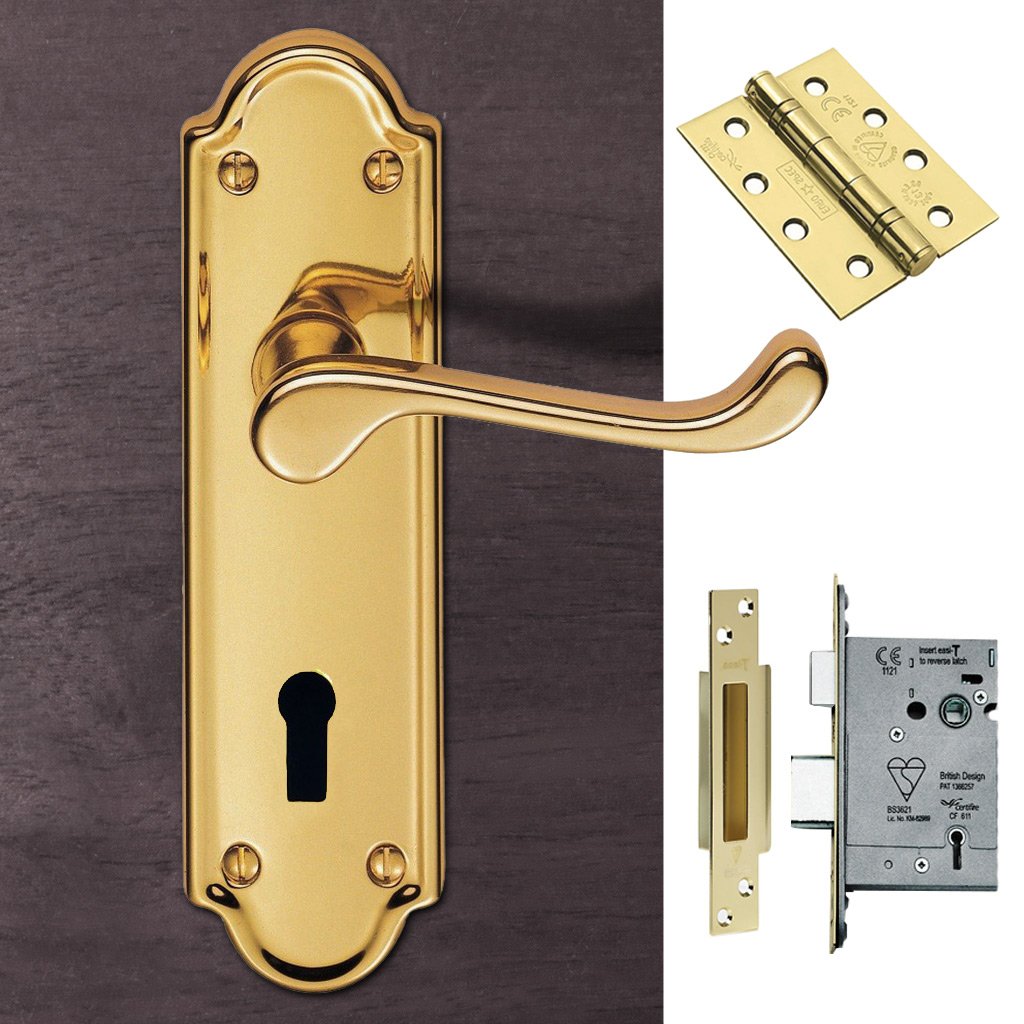DL17 Ashtead Lever Lock Polished Brass Handle Pack