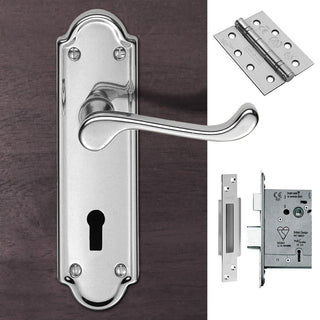 Image: DL17 Ashtead Lever Lock Polished Chrome Handle Pack