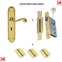 DL271 Chesham Lever Lock Handles Polished Brass Handle Pack