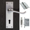 DL54 Victorian Scroll Suite Lever Lock Satin Chrome Handle Pack