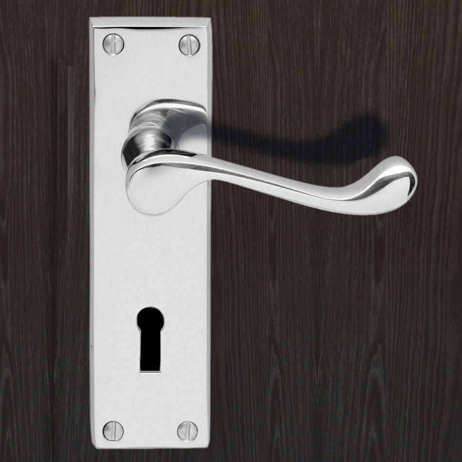 DL54 Victorian Scroll Suite Lever Lock Door Handles - 3 Finishes