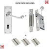 DL54 Victorian Scroll Suite Lever Lock Polished Chrome Handle Pack