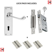DL54 Victorian Scroll Suite Lever Lock Polished Chrome Handle Pack