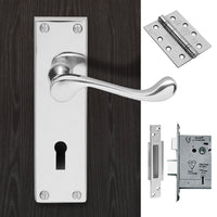 DL54 Victorian Scroll Suite Lever Lock Polished Chrome Handle Pack