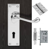 DL54 Victorian Scroll Suite Lever Lock Polished Chrome Handle Pack