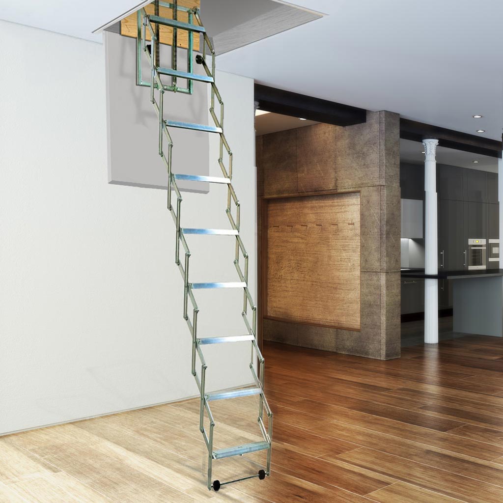 Dolle Aluminium Loft Ladder - Alufix 11 treads - Min - Max Ceiling Height 2730mm - 3000mm