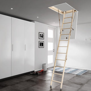 Image: Dolle Wooden Loft Ladder - ClickFix 36 Lux Mini - Insulated Door, Max Ceiling Height 2780mm