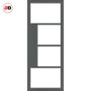 Boston 4 Pane Solid Wood Internal Door Pair UK Made DD6311G - Clear Glass - Eco-Urban® Stormy Grey Premium Primed