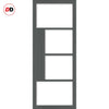 Boston 4 Pane Solid Wood Internal Door UK Made DD6311G - Clear Glass - Eco-Urban® Stormy Grey Premium Primed