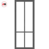 Bronx 4 Pane Solid Wood Internal Door Pair UK Made DD6315G - Clear Glass - Eco-Urban® Stormy Grey Premium Primed