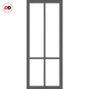 Handmade Eco-Urban Bronx 4 Pane Solid Wood Internal Door UK Made DD6315SG - Frosted Glass - Eco-Urban® Stormy Grey Premium Primed