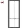 Bronx 4 Pane Solid Wood Internal Door UK Made DD6315G - Clear Glass - Eco-Urban® Stormy Grey Premium Primed