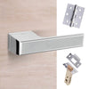 Tupai Rapido VersaLine Tobar Lever on Long Rose - Satin Stainless Steel Decorative Plate - Bright Polished Chrome Handle Pack