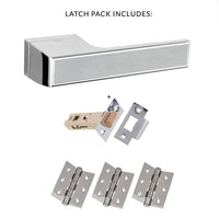 Tupai Rapido VersaLine Tobar Lever on Long Rose - Satin Stainless Steel Decorative Plate - Bright Polished Chrome Handle Pack