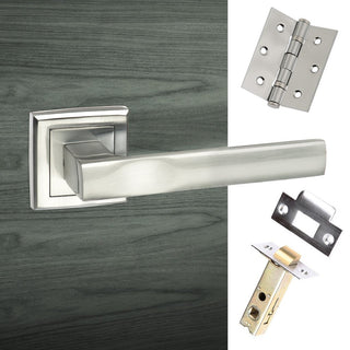 Image: Kansas Status Lever on Square Rose - Satin Chrome Handle Pack