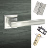 Kansas Status Lever on Square Rose - Satin Chrome Handle Pack