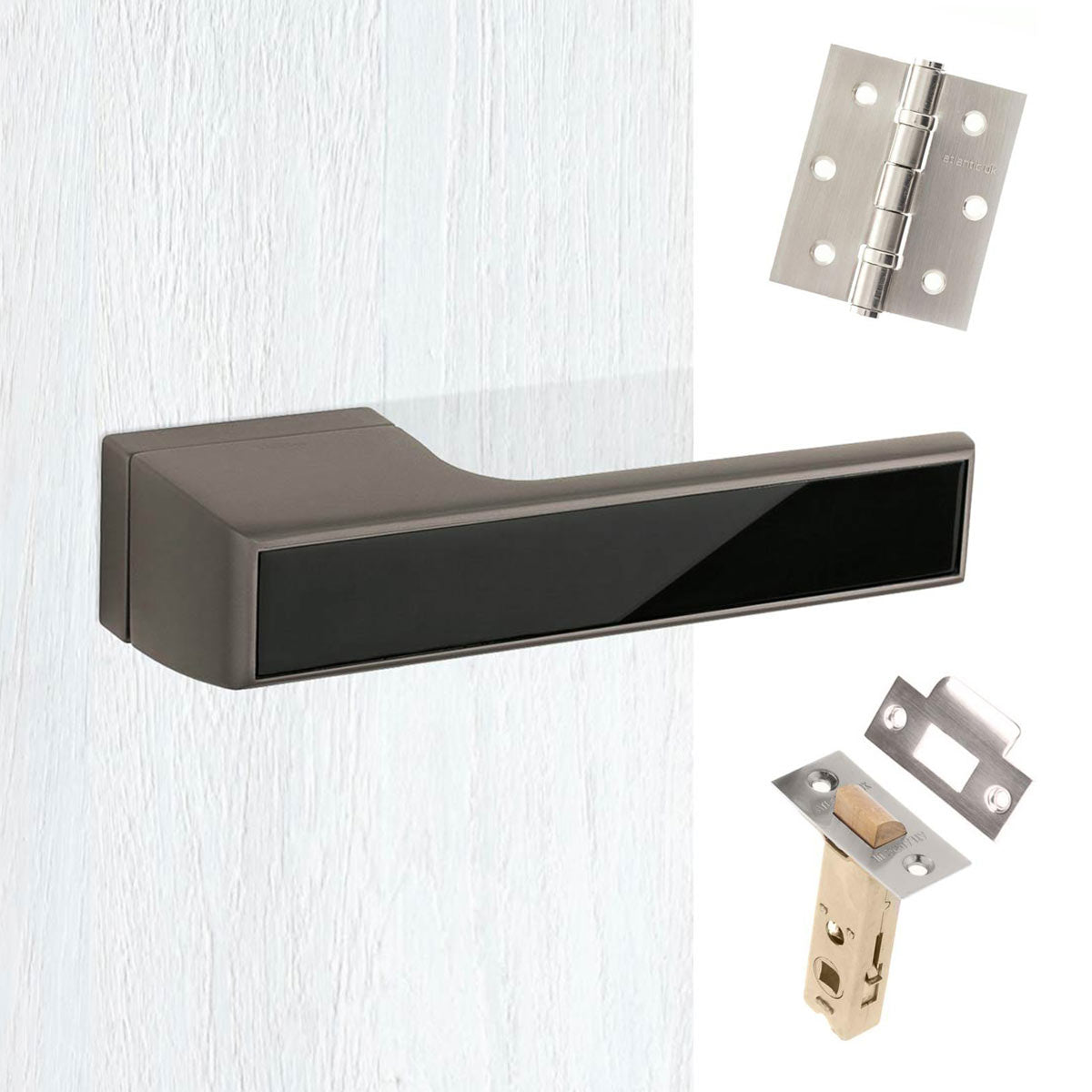 Tupai Rapido VersaLine Tobar Lever on Long Rose - Pearl Black Decorative Plate - Titanium Handle Pack