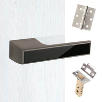 Tupai Rapido VersaLine Tobar Lever on Long Rose - Pearl Black Decorative Plate - Titanium Handle Pack