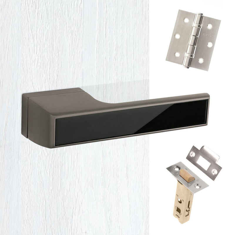 Tupai Rapido VersaLine Tobar Lever on Long Rose - Pearl Black Decorative Plate - Titanium Handle Pack
