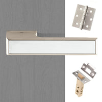 Tupai Rapido VersaLine Tobar Lever on Long Rose - Polished Stainless Steel Decorative Plate - Pearl Nickel Handle Pack