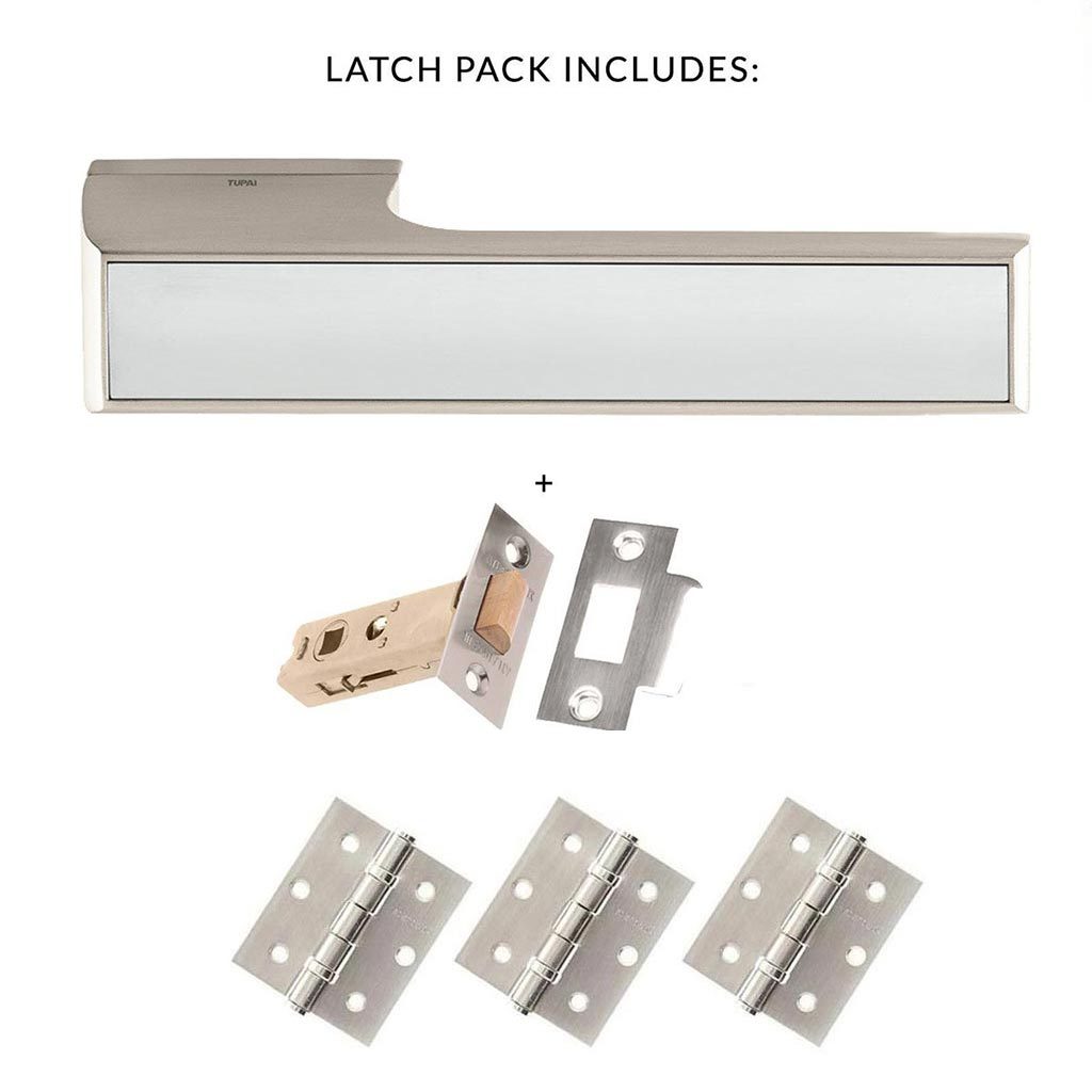 Tupai Rapido VersaLine Tobar Lever on Long Rose - Polished Stainless Steel Decorative Plate - Pearl Nickel Handle Pack