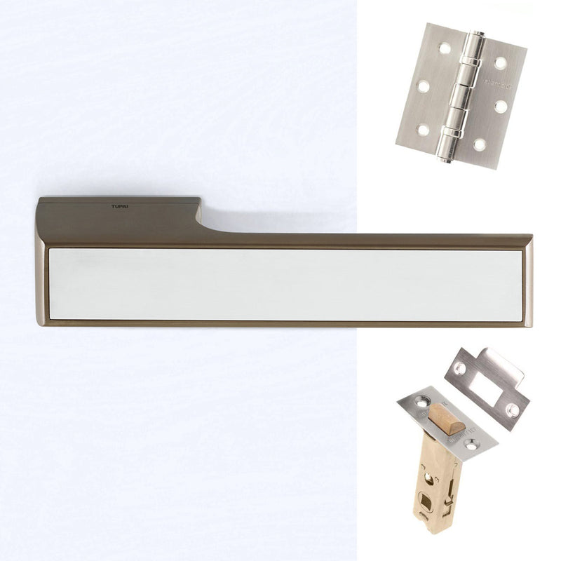 Tupai Rapido VersaLine Tobar Lever on Long Rose - Polished Stainless Steel Decorative Plate - Titanium Handle Pack
