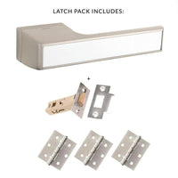Tupai Rapido VersaLine Tobar Lever on Long Rose - White Decorative Plate - Pearl Nickel Handle Pack