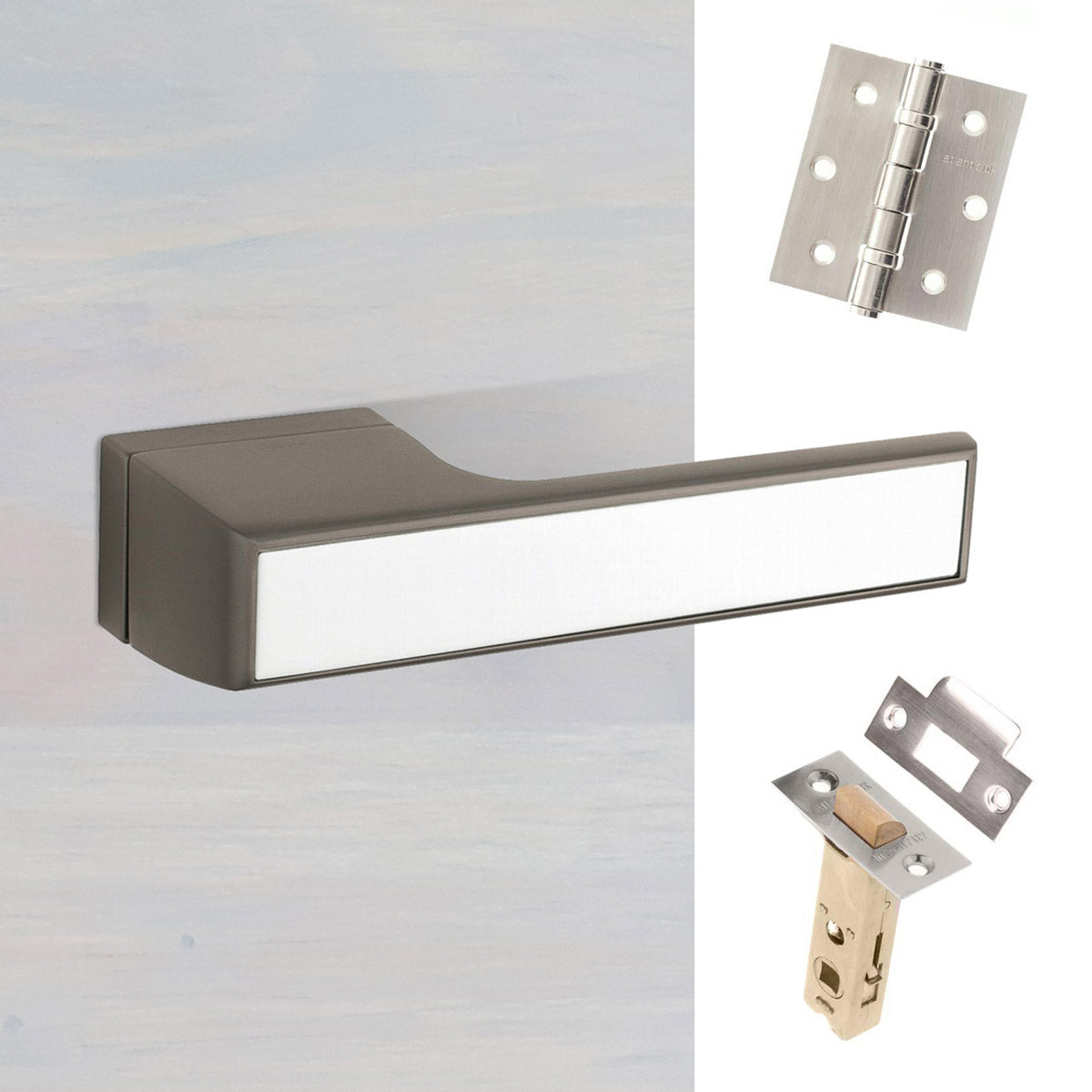 Tupai Rapido VersaLine Tobar Lever on Long Rose - White Decorative Plate - Titanium Handle Pack