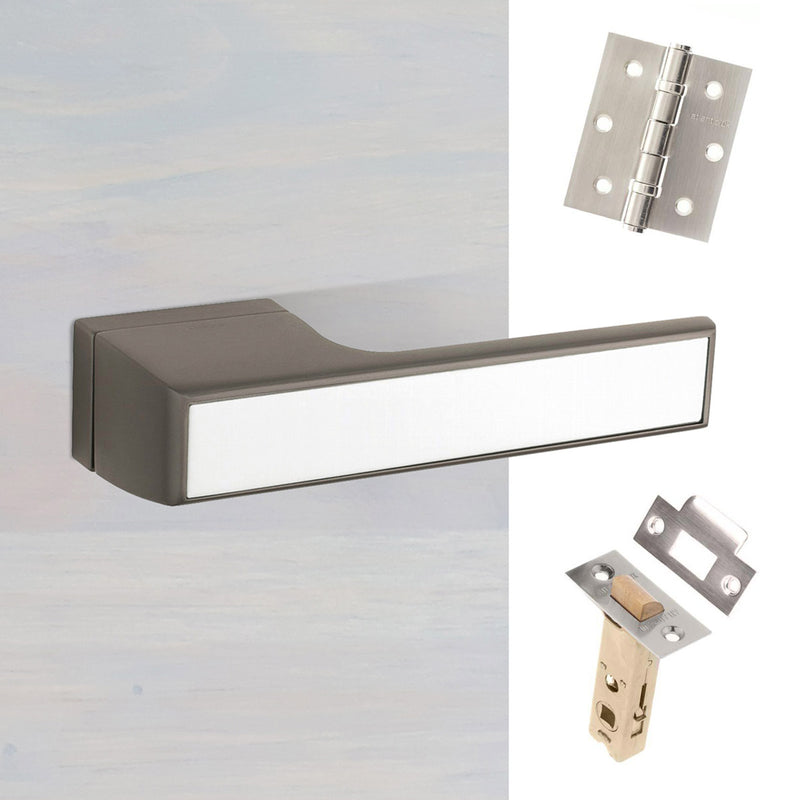 Tupai Rapido VersaLine Tobar Lever on Long Rose - White Decorative Plate - Titanium Handle Pack