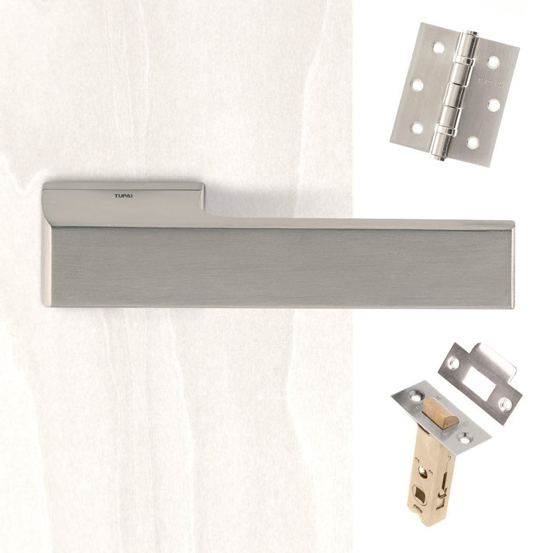 Tupai Rapido RetaLine Panela Designer Lever on Long Rose - Pearl Nickel Handle Pack