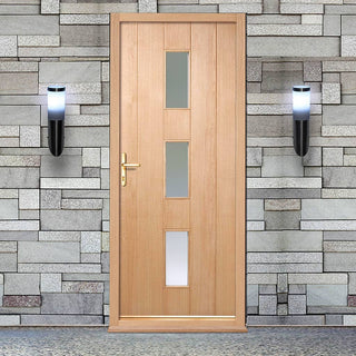 Image: Copenhagen Oak External Door and Frame Set with Fittings - Frosted Double Glazing, From LPD Joinery