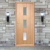 Copenhagen Oak External Door and Frame Set with Fittings - Frosted Double Glazing, From LPD Joinery