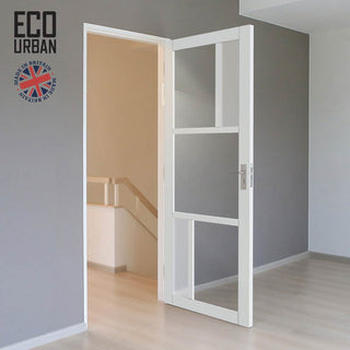 Image: Handmade Eco-Urban Aran 5 Pane Solid Wood Internal Door UK Made DD6432G Clear Glass(2 FROSTED PANES) - Eco-Urban® Cloud White Premium Primed